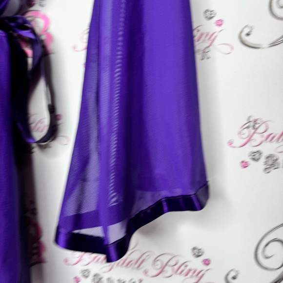 Avidlove robe kimono purple lace detail shiny trim detail mesh royal purple - Picture 11 of 13